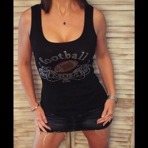 "Football Mom" Ribbed Boy Beater Black